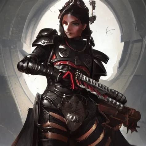 Beautiful Female Inquisitor Warhammer 40k Leather Stable Diffusion