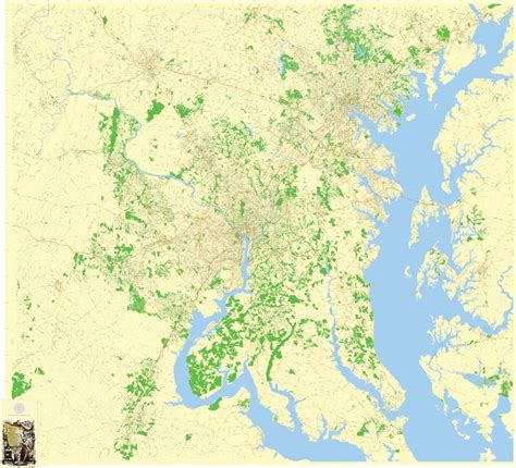 Washington Dc Baltimore Maryland Us Editable Layered Pdf Vector Map