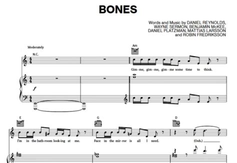 Imagine Dragons Bones Free Sheet Music Pdf For Piano The Piano Notes