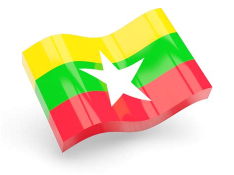 Glossy Wave Icon Illustration Of Flag Of Myanmar