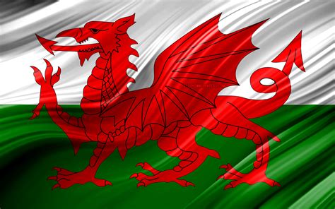 Download Wallpapers 4k Welsh Flag European Countries 3d Waves Flag