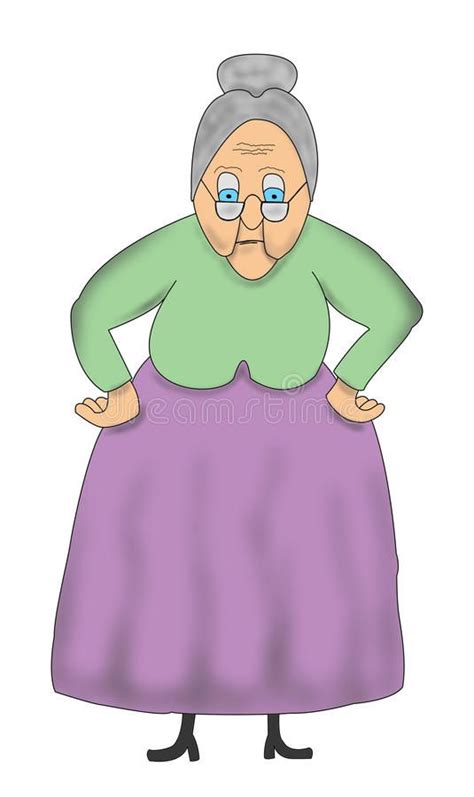 Funny Cartoon Old Grandma Granny Illustration Stock Illustration