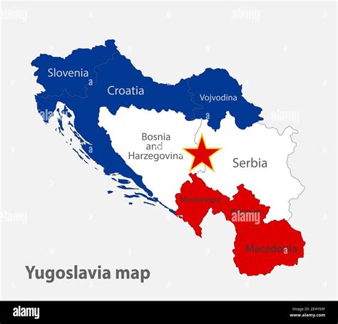 Map Of The Yugoslavia In The Colors Of The Flag With Administrative