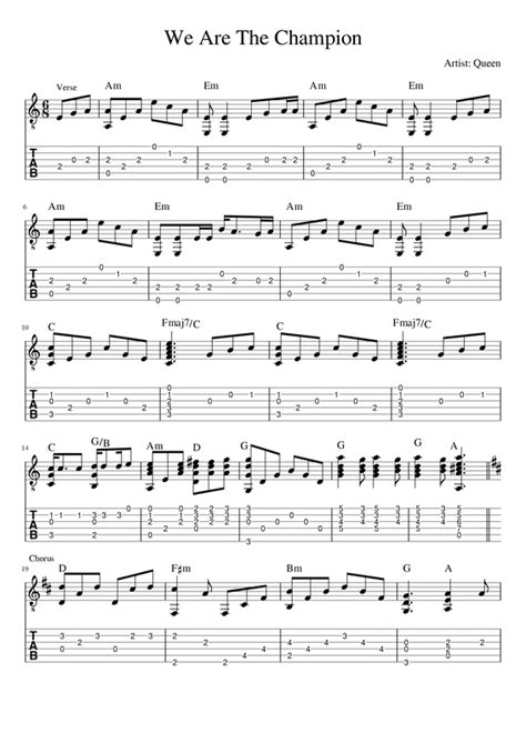 Ab/bb bbm7b5 bb7 c7 and i mean to go on, and on, and on, and on. We Are The Champion - Queen - FINGERSTYLE GUITAR