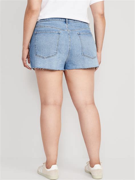 High Waisted Button Fly Og Straight Ripped Super Short Cut Off Jean