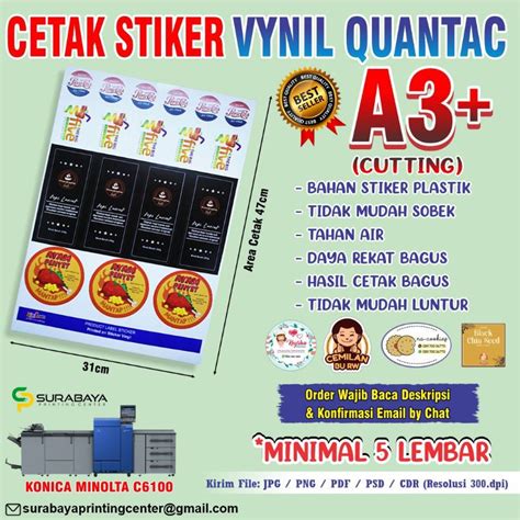 Jual Cetak Stiker Vinyl Quantac Cutting Ukuran A Indonesia Shopee