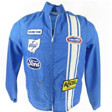 Looking for a good deal on motorcycle racing jackets? Vintage 60s Ford Racing Team Jacket Mens S Talon NHRA Blue ...