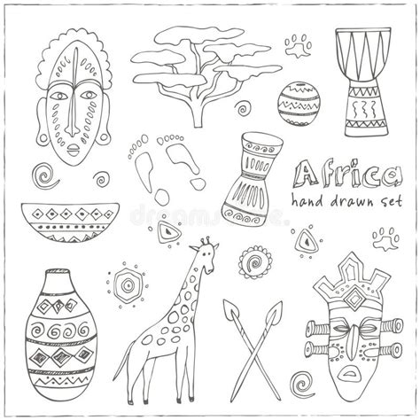 Africa Sketch Icons Set Stock Vector Illustration Of Beautiful 71836943