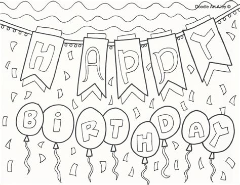 Birthday Coloring Pages Doodle Art Alley In 2020 With Images