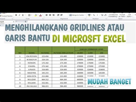 Cara Menghilangkan Gridlines Atau Garis Bantu Di Microsoft Excel YouTube