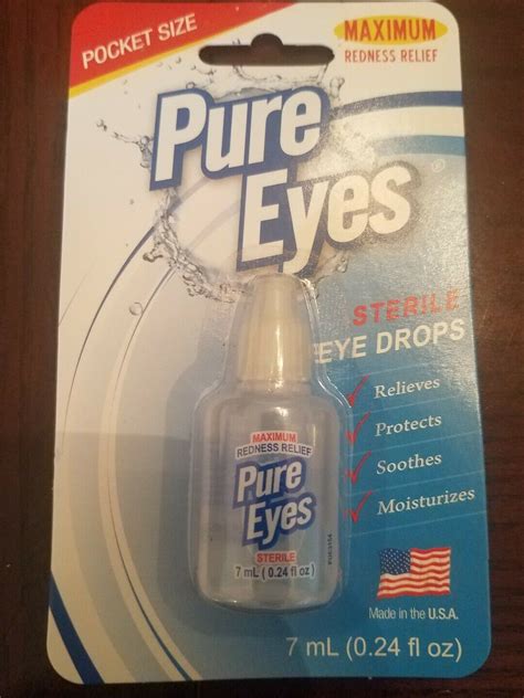 Pure Eyes Maximum Redness Relief Sterile Eye Drops 024oz Exp082021