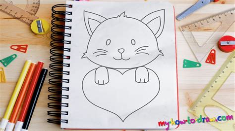 Yay, it's blossom, buttercup and bubbles. How to draw Cute Kittens with Love Hearts - Easy step-by ...