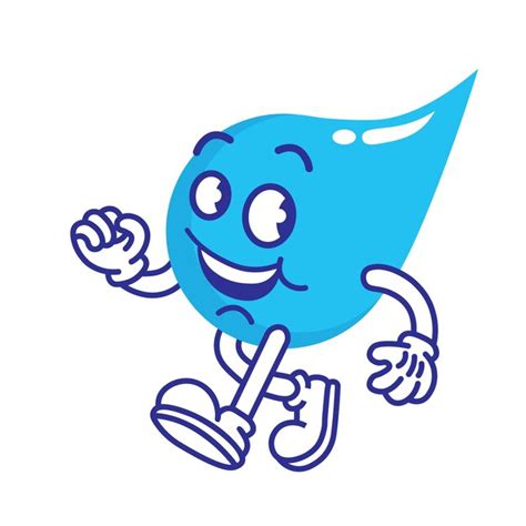 Premium Vector Blue Water Drop Cartoon Mascot Flat Character Illustration
