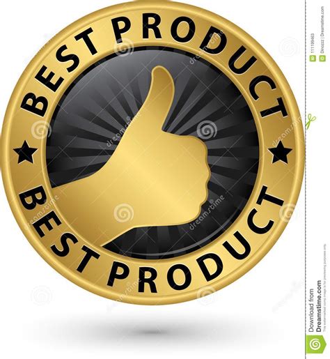 Best Product Golden Sign With Thumb Up Vector Illustration Stock