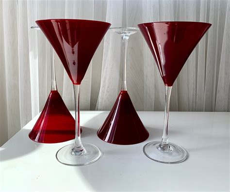 4 Lenox Crystal Cocktail Martini Glass Holiday Gems Ruby And Etsy