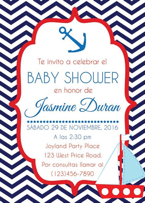 Crea un diseño totalmente personalizado, exclusivo para ti o customiza nuestros modelos: Invitación para Baby Shower. Náutica. Invitación Baby ...