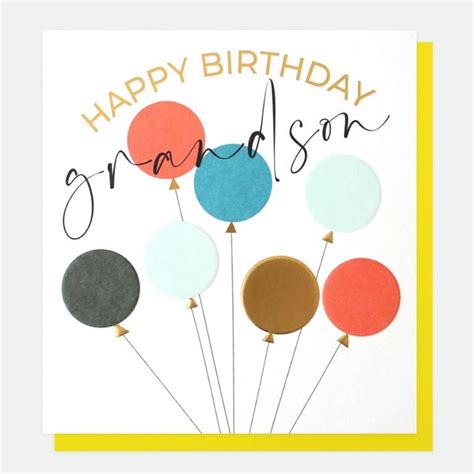 grandson balloons birthday card from the dotty house