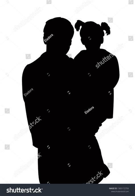 Father Daughter Silhouette Vector Stock Vector Royalty Free 1305172759 Shutterstock