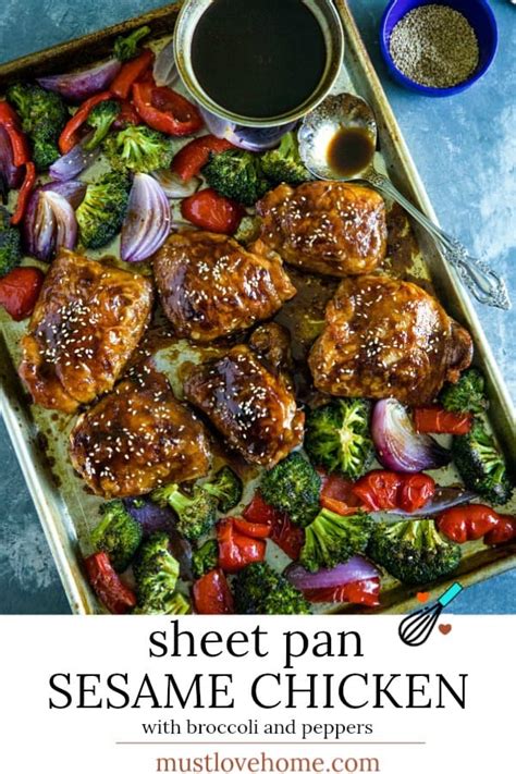 Add chicken and cook until golden brown, about 8 to 10 minutes. Easy Sheet Pan Sesame Chicken with Vegetables - Must Love Home