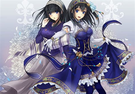 Twin Sisters Pretty Dress Sisters Bonito Ribbons Sweet Anime Beauty Hd Wallpaper Peakpx