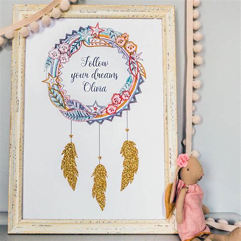 Personalised Name Dream Catcher Print For Children By Little Ragsmith