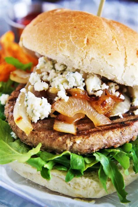 Caramelized Onions Blue Cheese Turkey Burgers The Tasty Bite