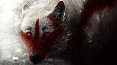 Dark Creature Artwork Animals Red Eyes Glowing Eyes Wolf Hd Wallpaper