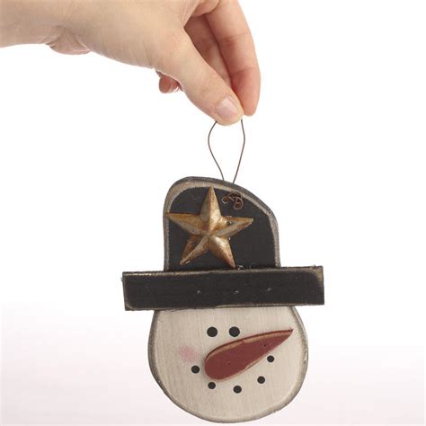 Primitive Wooden Snowman Ornament Christmas Ornaments Christmas And
