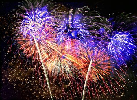 Beautiful Fireworks In A Night Sky Stock Image Image Of Happy