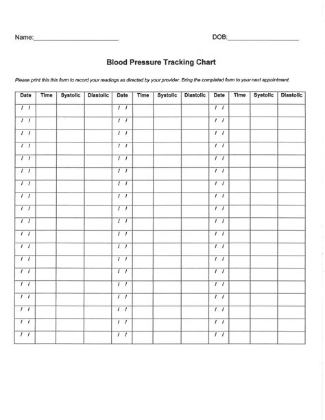 Blood Pressure Log Chart Printable Free