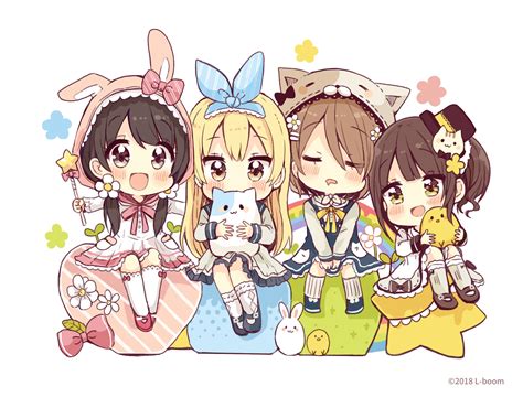 Download 2504x1905 Anime Girls Chibi Cute Friends