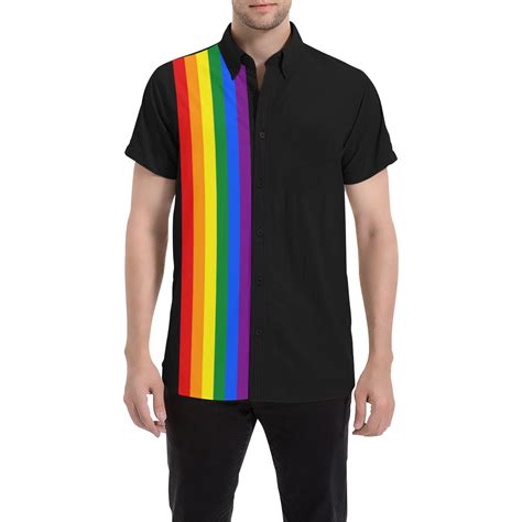 Gay Pride Rainbow Flag Stripes Mens All Over Print Short Sleeve Shirt