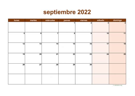 Calendario Septiembre 2022