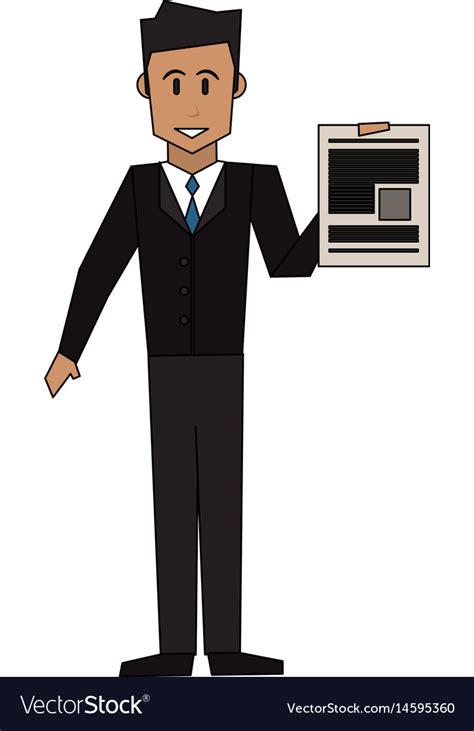 Color Image Cartoon Full Body Executive Man With Vector Image