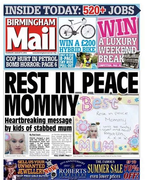 Front Page Of The Birmingham Mail August Birmingham Live