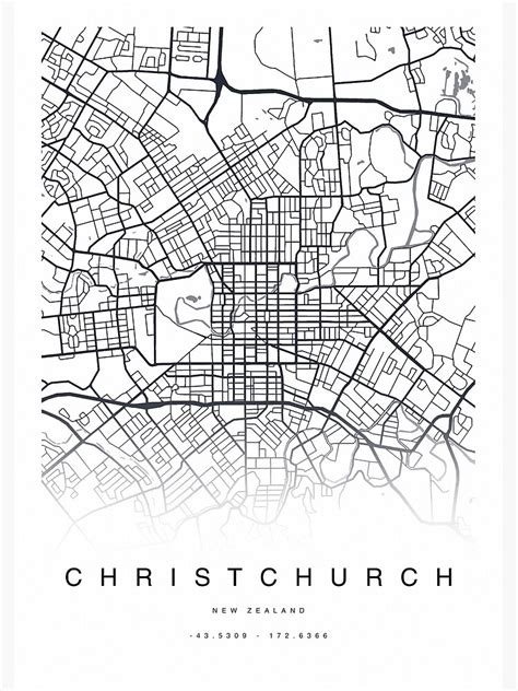 Christchurch New Zealand Map Poster Poster For Sale By Thezensprout