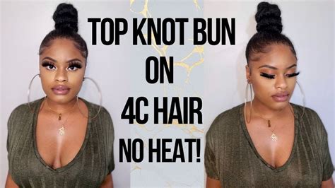 How To Top Knot Bun On 4c Hair With Marley Hair Under 10 Youtube