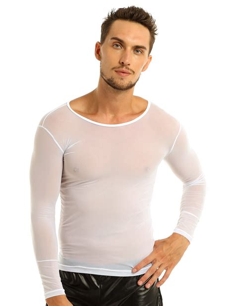 Men S Sports Sheer Tight Muscle Long Sleeve See Through Mesh T Shirt