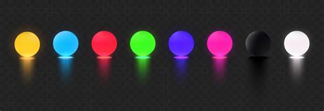 3d Yellow Blue Red Green Purple Pink Black White Glow Ball Vector Illustration 8440316