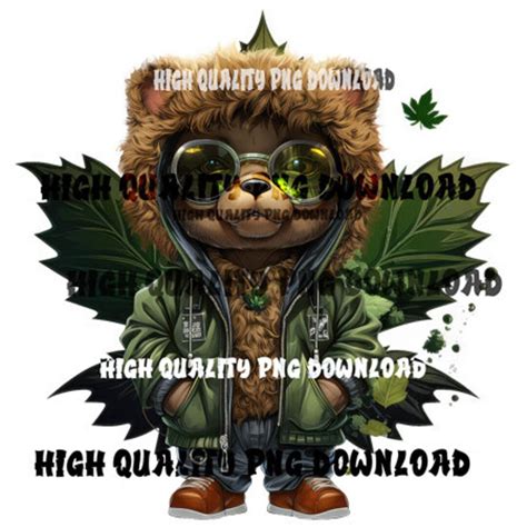 Teddy Bear With Cannabis Leaves High Quality PNG Digital Etsy