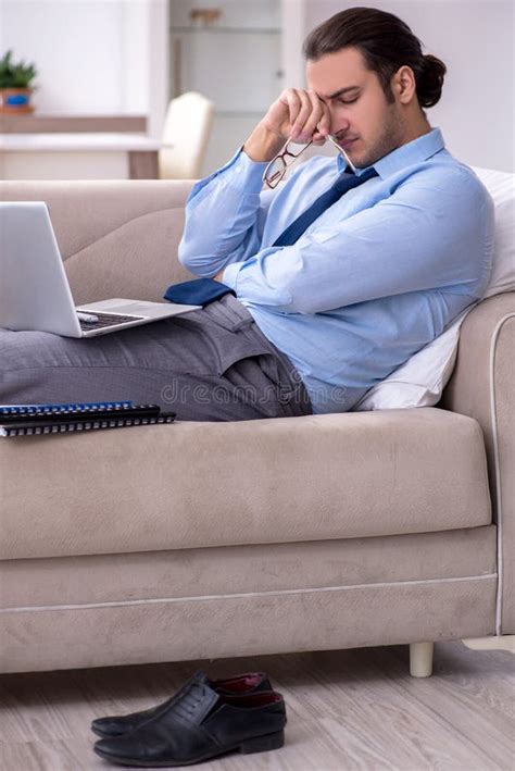 Tired Businessman Employee Working From Home Stock Photo Image Of