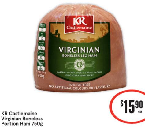 Kr Castlemaine Virginian Boneless Portion Ham 750g Offer At Iga