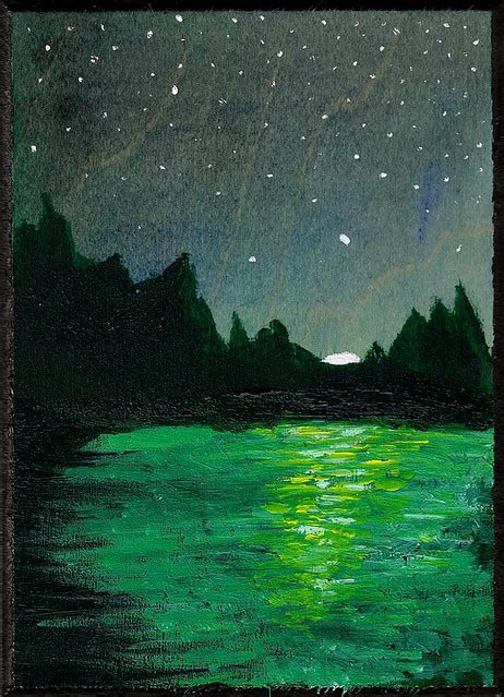 My Night-time Mountain Seascape Painting | Scan of acrylic o… | Flickr