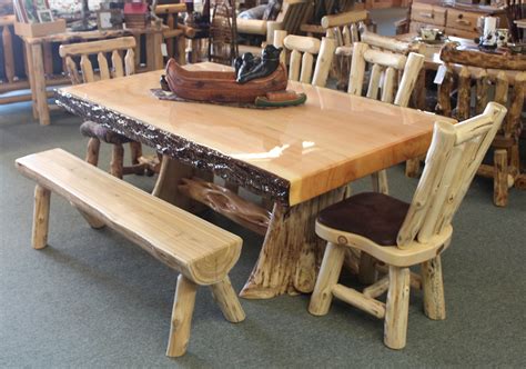 White Pine Table With Bark On Sides Rustic Cabin Shop