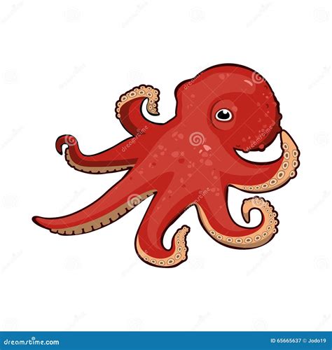 Red Vector Cartoon Octopus 65665637