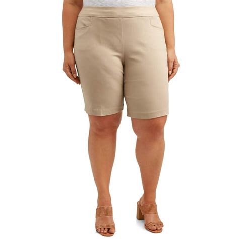 Terra And Sky Womens Plus Size Pull On Stretch Woven Short With Tummy Control
