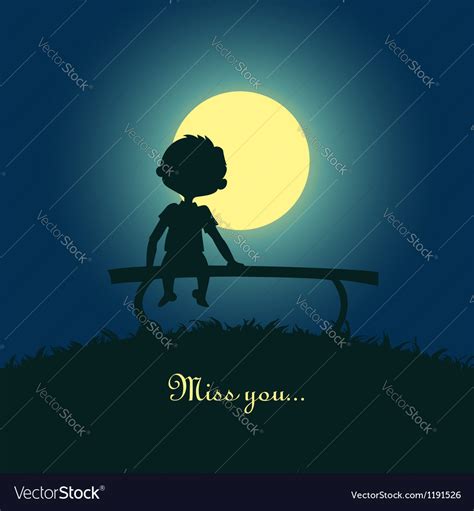Boy Sitting Lonely In The Moonlight Royalty Free Vector