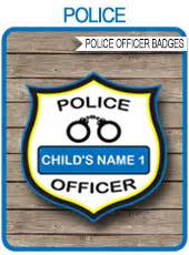 police officer badges police birthday party template