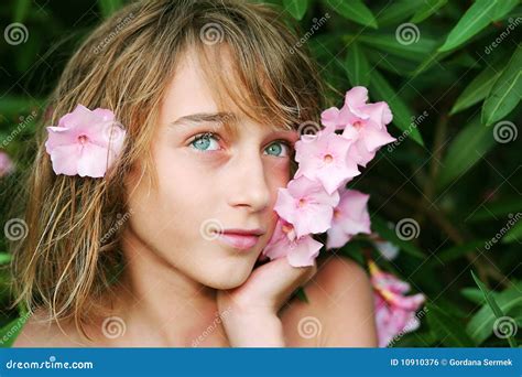 Olenader Girl Stock Photo Image Of Flower Youth Face 10910376