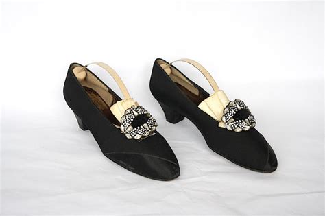Vintage Black Silk Evening Shoes Peau De Soie Kitten Heel Etsy
